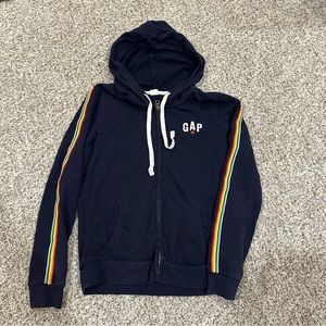 Gap Women’s Striped Zip Up Hoodie Navy Size Small